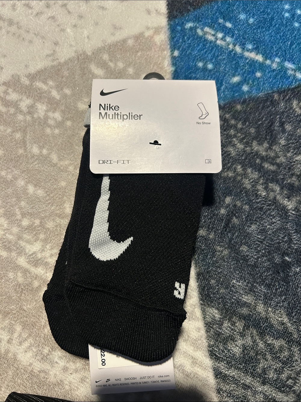 Nike Black No-Show Athletic Socks with White Swoosh